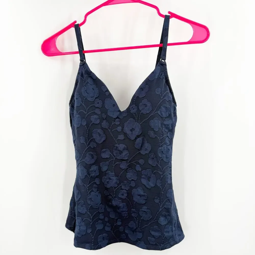 ROBIN PICCONE Tankini SZ Extra Small NEW Swim Navy Jacquard Texture Floral NWOT